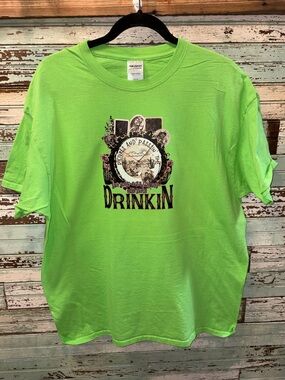 Gildan Lime Green 'Drinkin' Graphic Tee